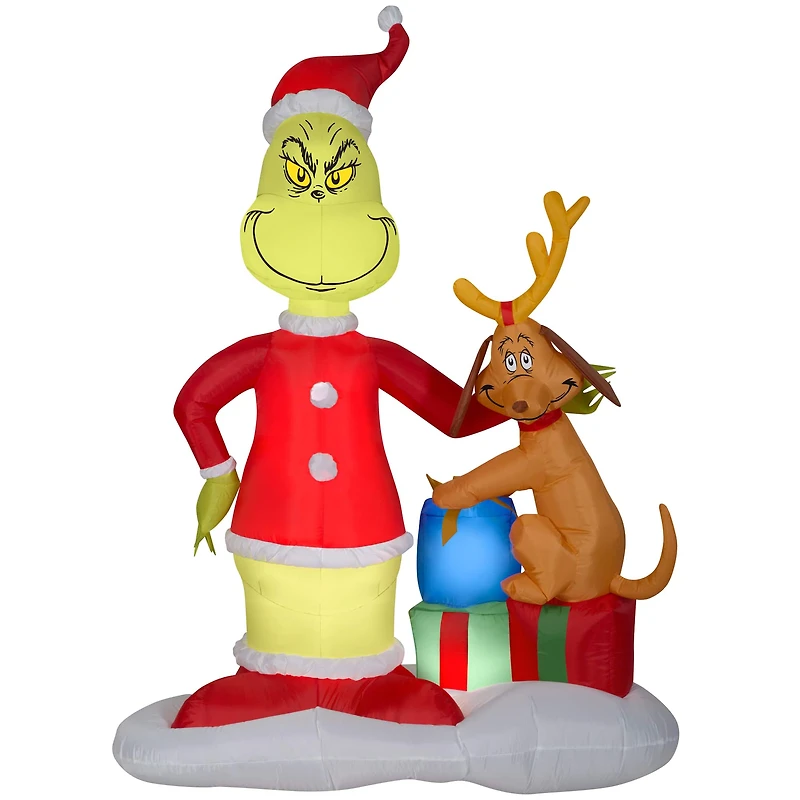 6ft. Airblown® Inflatable Grinch & Max with Presents