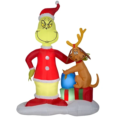 6ft. Airblown® Inflatable Grinch & Max with Presents