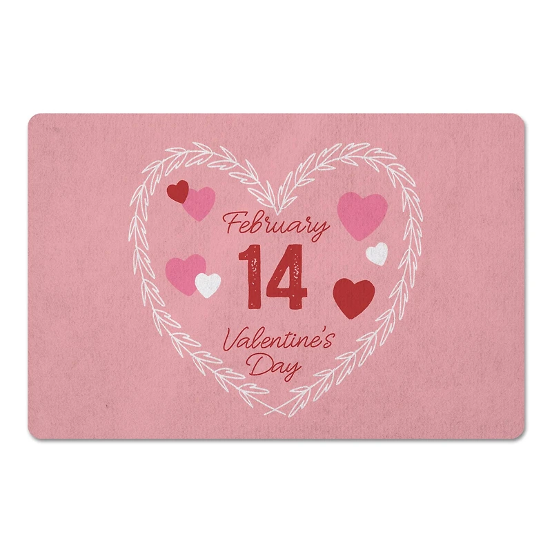 Valentine's Day Calendar Wreath 27" x 18" Floor Mat