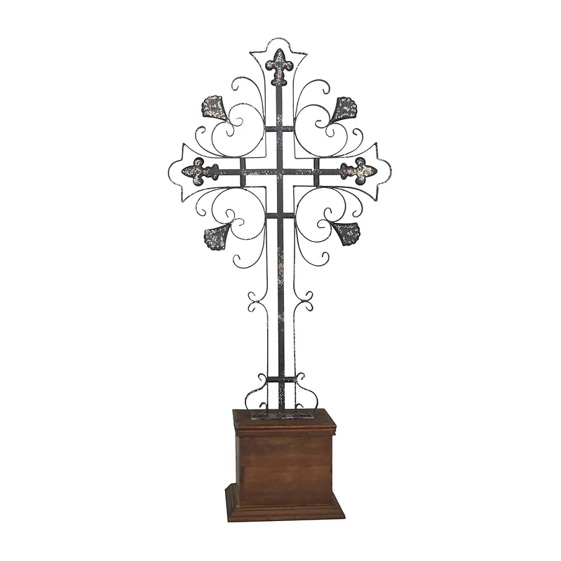 31" Black Iron French Country Cross