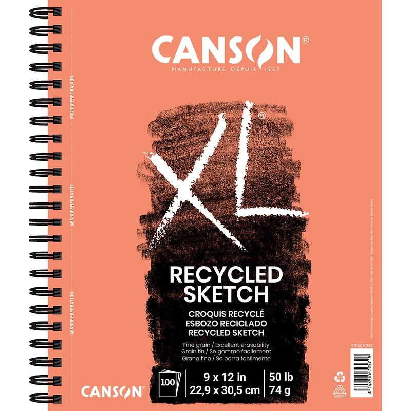 Canson® XL® Recycled Wirebound Sketch Pad, 9" x 12"