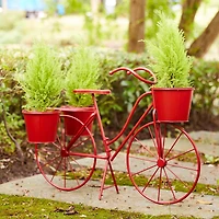 Glitzhome® 2.5ft Red Metal Bicycle Plant Stand