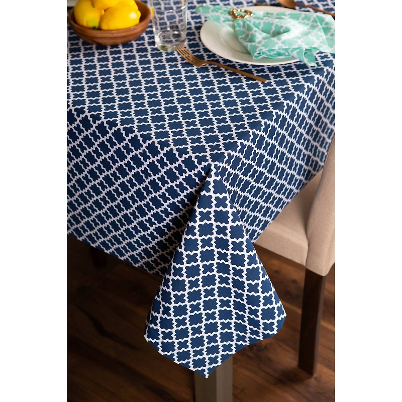 Nautical Blue Lattice Tablecloth 60" x 84"