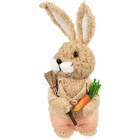 10" Plush Boy Easter Rabbit Figurine with Carrots