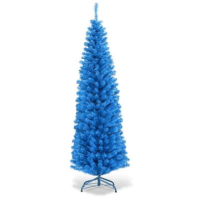 Costway 6ft.Unlit Blue Pencil Slim Tree Artificial Christmas Tree