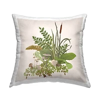 Stupell Industries Rustic Mushrooms and Forest Foliage over Beige Throw Pillow 18" x 18"