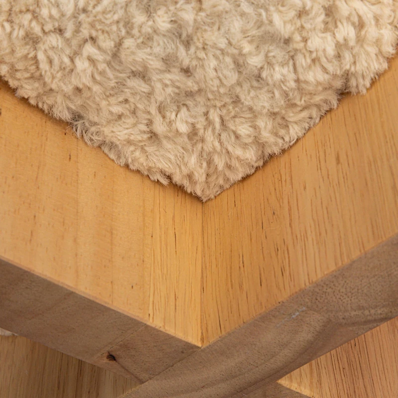 Hello Honey® White Bouclé Fabric Upholstered Ottoman