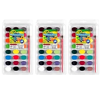 Crayola® Washable 24 Color Watercolor Pans with Plastic Handled Brush, 3ct.