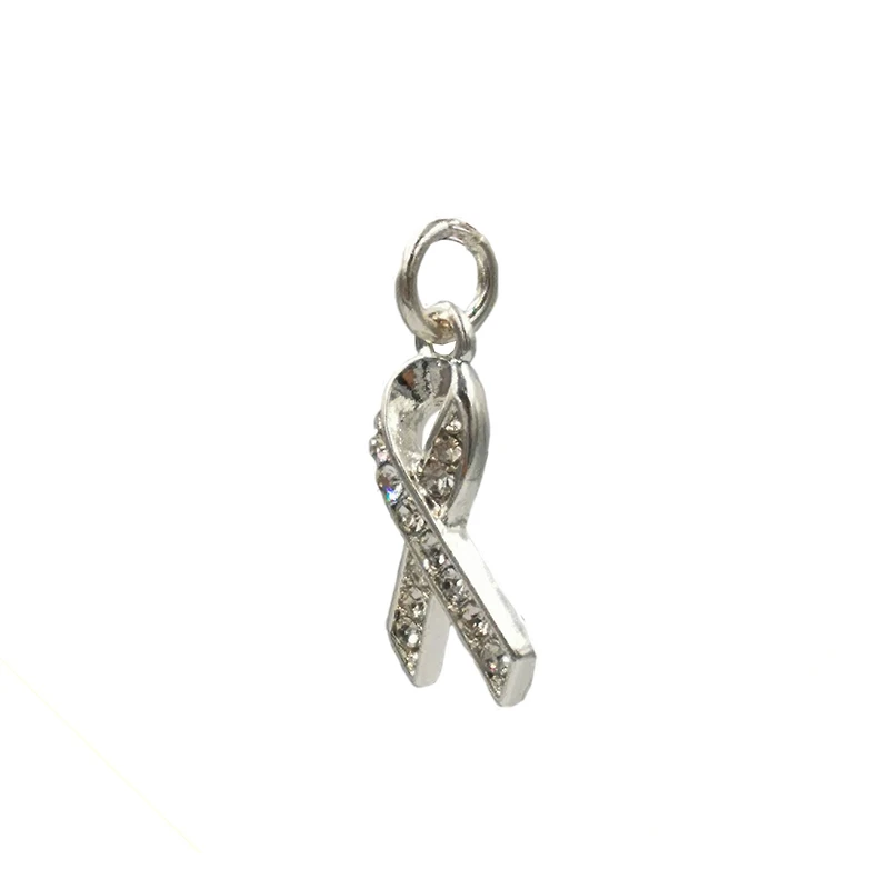 Charmalong™ Silver Plated & Stone Paved Ribbon Charm by Bead Landing™