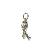 Charmalong™ Silver Plated & Stone Paved Ribbon Charm by Bead Landing™