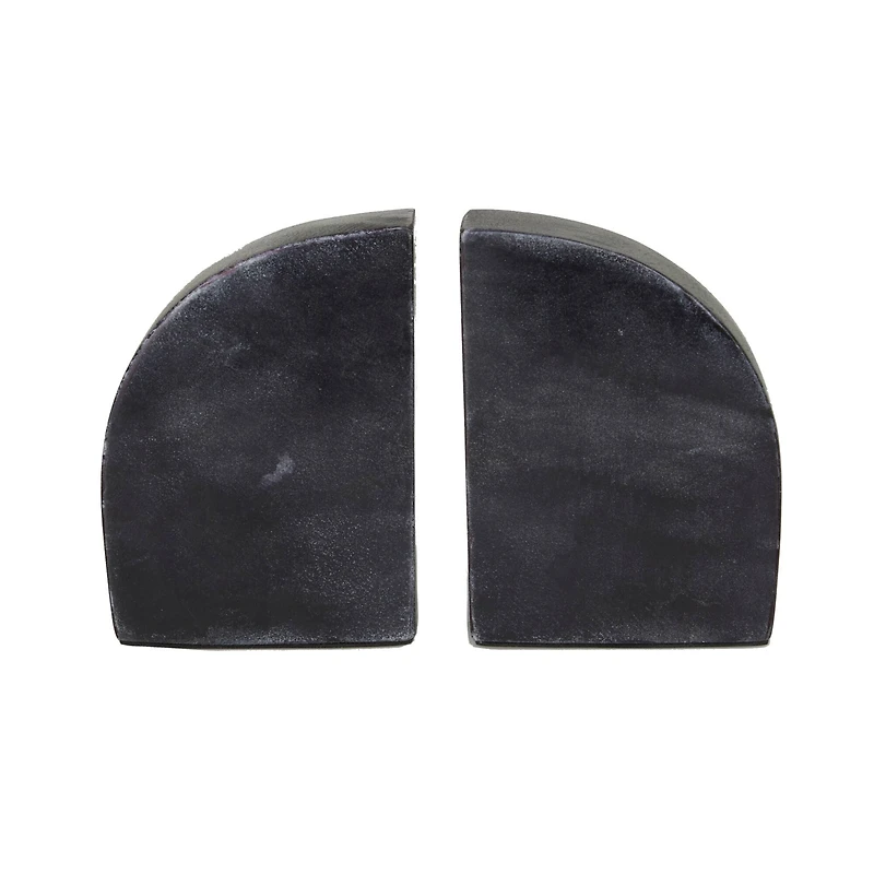 CosmoLiving by Cosmopolitan Set of 2" Black Marble Glam Bookends, 6" x 4" x 2"