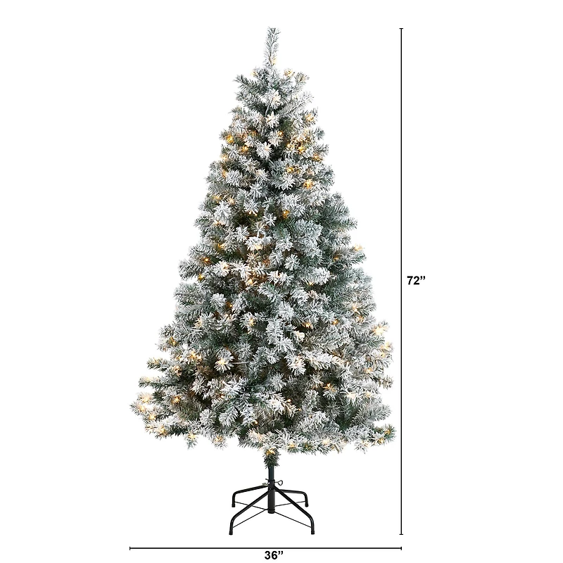 6ft. Pre-lit Flocked Rock Springs Spruce Artificial Christmas Tree with Clear LED Lights
