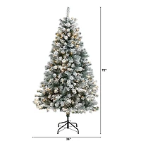 6ft. Pre-lit Flocked Rock Springs Spruce Artificial Christmas Tree with Clear LED Lights