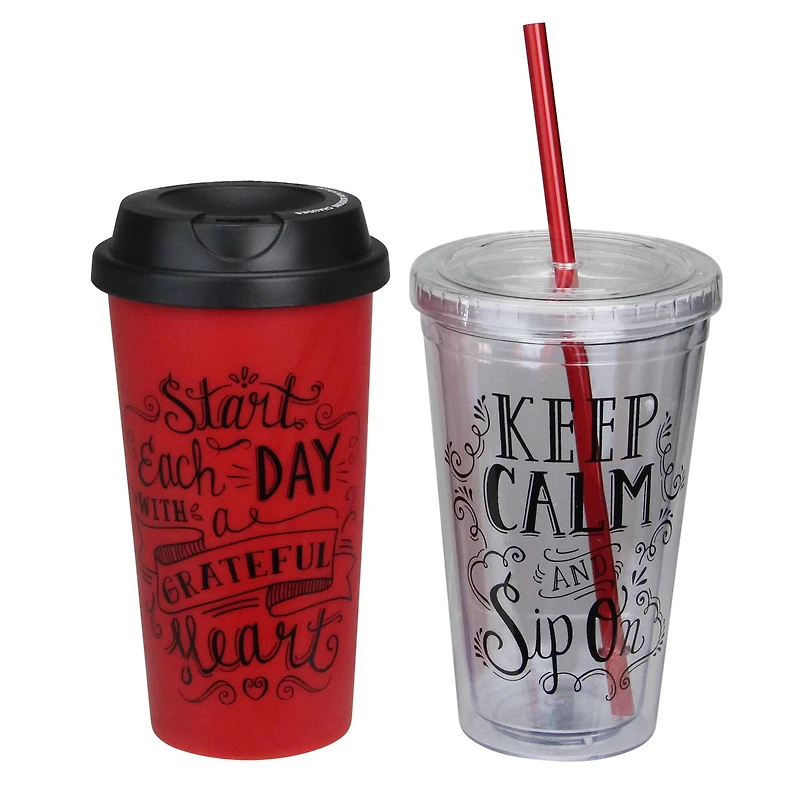 Inspirational Red Tumbler & Travel Mug Set