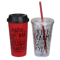 Inspirational Red Tumbler & Travel Mug Set