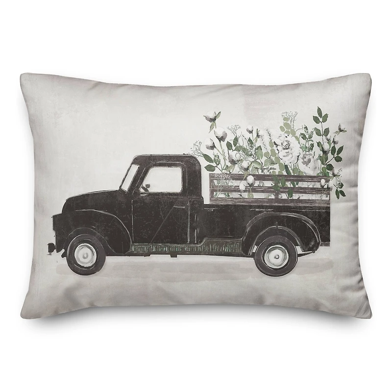 Flower Truck 20" x 14" Throw Pillow