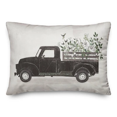 Flower Truck 20" x 14" Throw Pillow