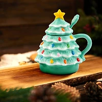 Seafoam Lidded Nostalgic Tree Mug with Spoon