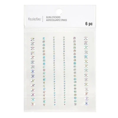 12 Packs: 6 ct. (72 total) Clear Iridescent Gem Strip Bling Stickers by Recollections™