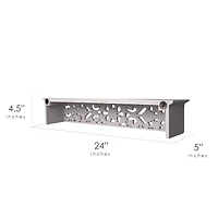 24" Gray Hand-Carved Medallion Floating Wall Shelf