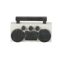 8" White Marble Radio Radio Sculpture with Black Accents