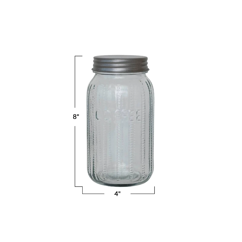 Hello Honey Coffee Embossed Glass Jar with Metal Lid