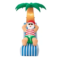 Glitzhome® 6ft. LED Lighted Santa Under Coconut Tree Inflatable Décor