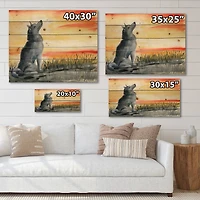 Designart - Grey Wolf Howling At The Moon