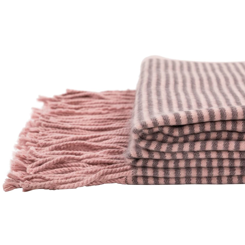 Glitzhome® 73" Pink & Brown Striped Reversible Scarf with Tassels