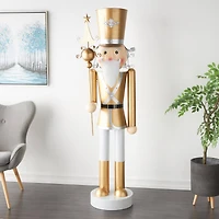 6ft. Gold & Silver Metal Standing Nutcracker Sculpture