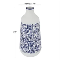 White Iron French Country Vase, 22" x 13" x 10"