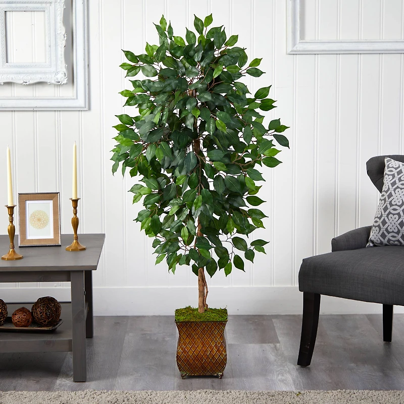 4ft. Ficus Artificial Tree in Metal Planter