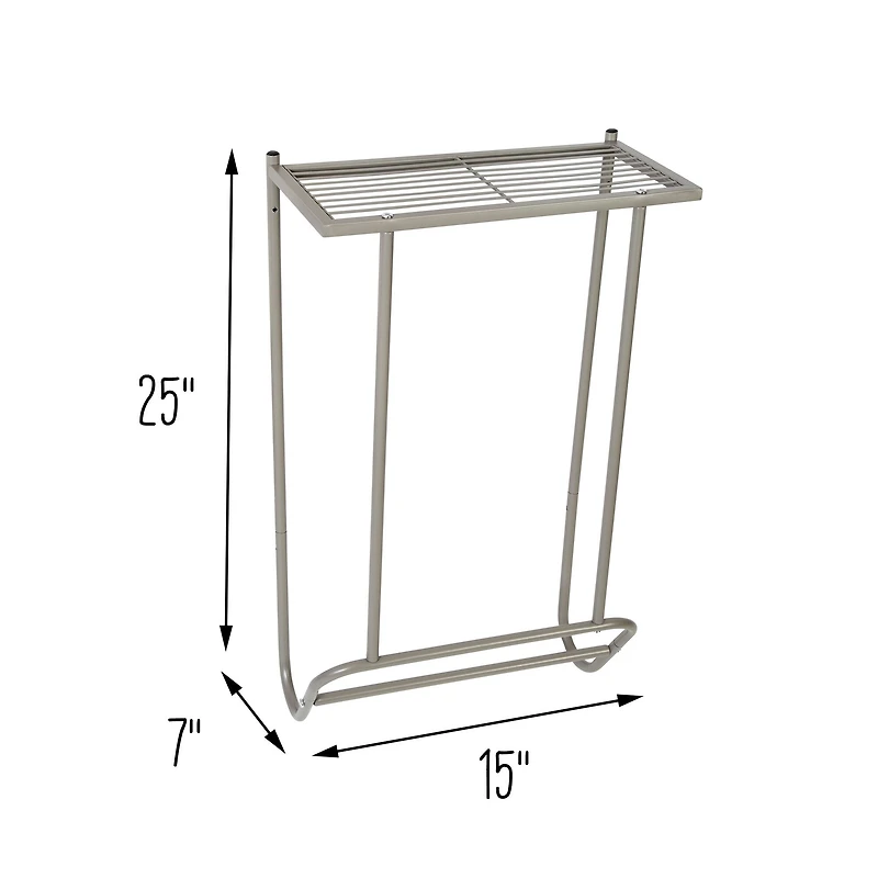 Honey Can Do 25" Steel Wall-Mounted Bathroom Towel Holder with Shelf