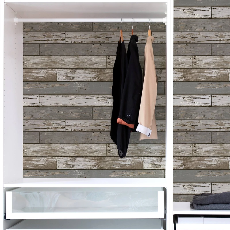 NuWallpaper Scrap Wood Beige Peel & Stick Wallpaper