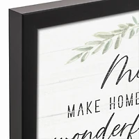 Moms Make Homes Wonderful Black Framed Canvas
