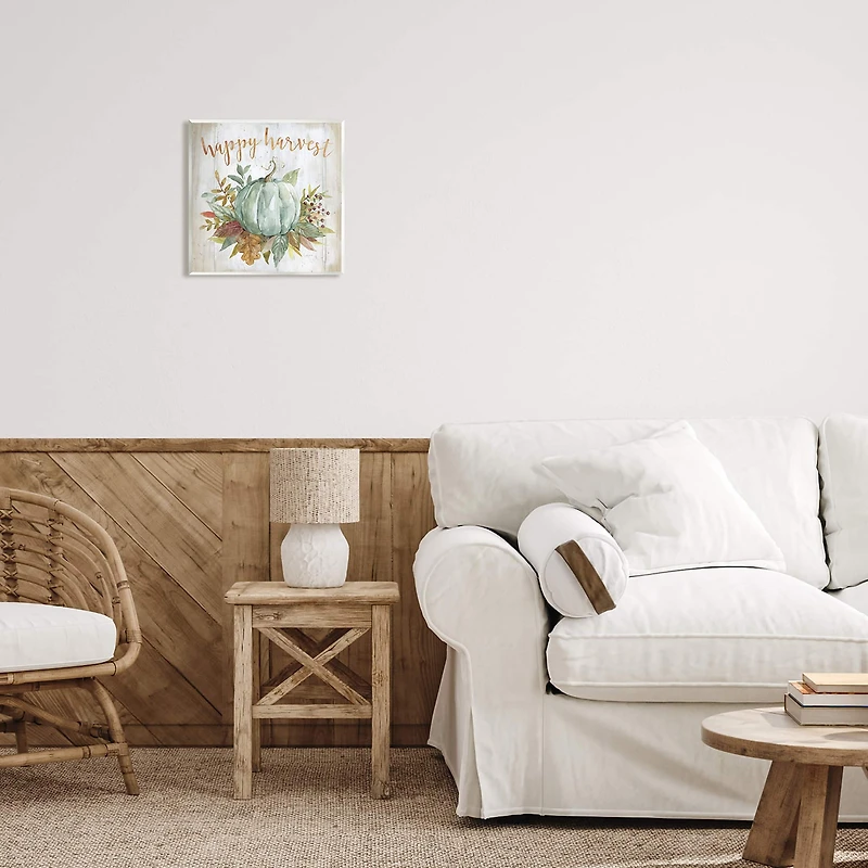 Stupell Industries Happy Harvest Seasonal Pumpkin Wall Plaque Art