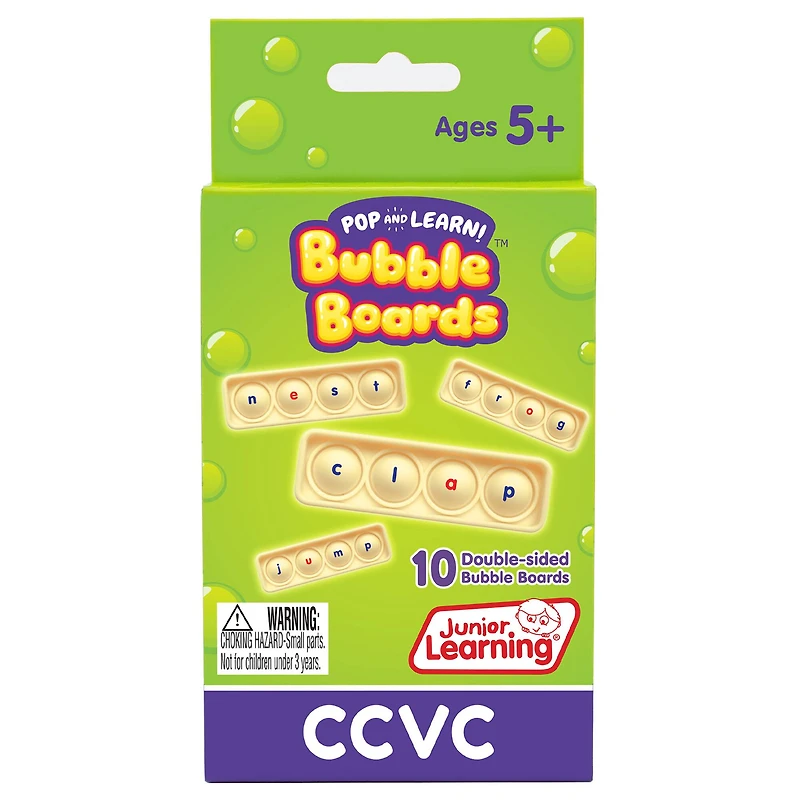 Junior Learning® Pop and Learn!™ Bubble Boards CCVC Language Arts & Sensory Learning
