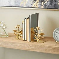 6.5" Gold Shimmer Metal Floral Bookends, 2ct.