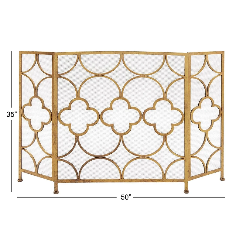 Gold Metal Contemporary Fireplace Screen, 35" x 50" x 1"