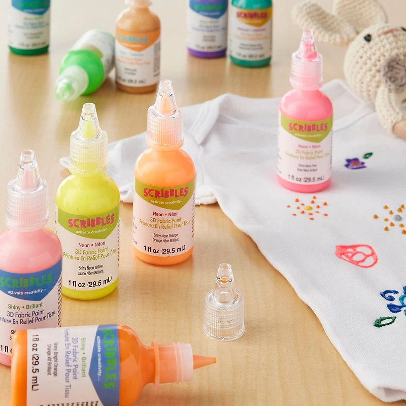 Scribbles® Shiny Rainbow 3D Fabric Paint Set