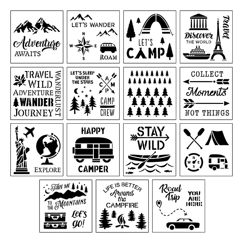 6 Pack: Camping & Travel Stencils by Craft Smart®, 12" x 12"
