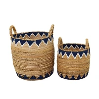 Brown Banana Leaf Bohemian Storage Basket Set