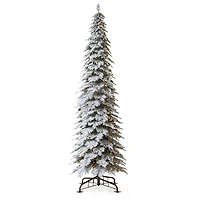 15ft. Pre-Lit Flocked Pencil Spruce Artificial Christmas Tree, Warm White LED Lights