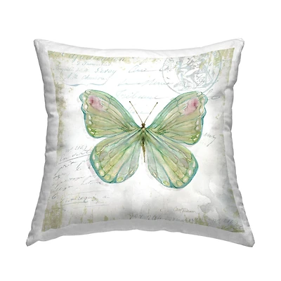 Stupell Industries Antique Butterfly Insect Charming Vintage Postal Scripture Throw Pillow 18" x 18"