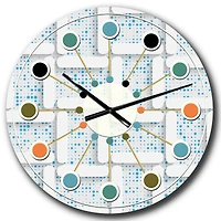 Designart '3D White And Light Blue Pattern I Mid-Century Modern Wall Clock