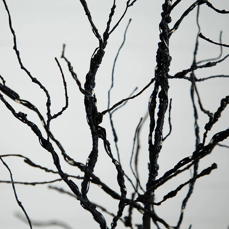 6ft. Orange & Purple LED Pre-Lit Halloween Deluxe Black Twig Artificial Fall Tree