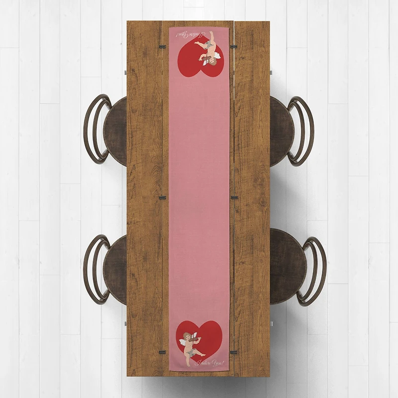 Cupid Heart 16" x 72" Poly Twill Table Runner
