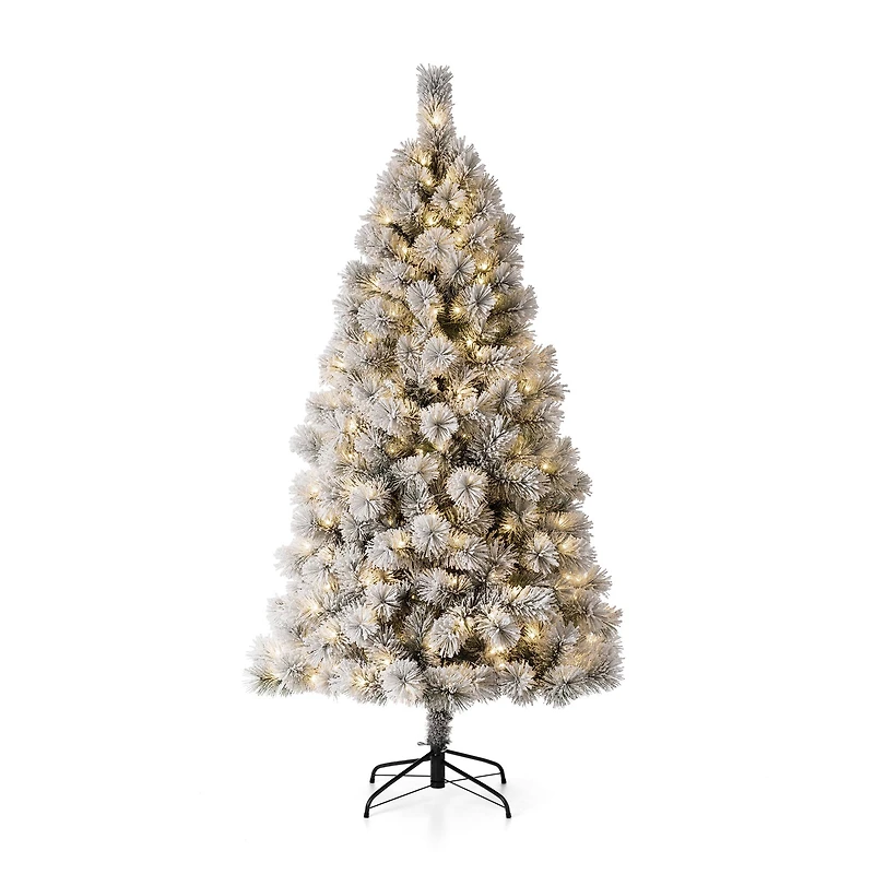 6ft. Pre-Lit Flocked Pine Artificial Christmas Tree, Warm White LED Lights