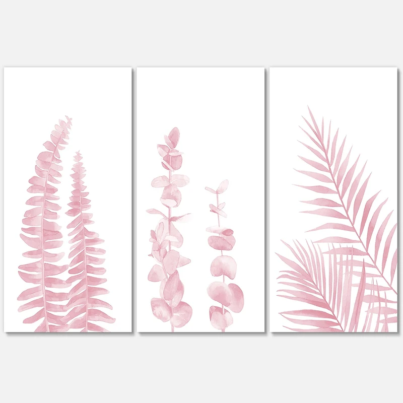 Designart - Blush Pinkeucalyptus and Palm Branches