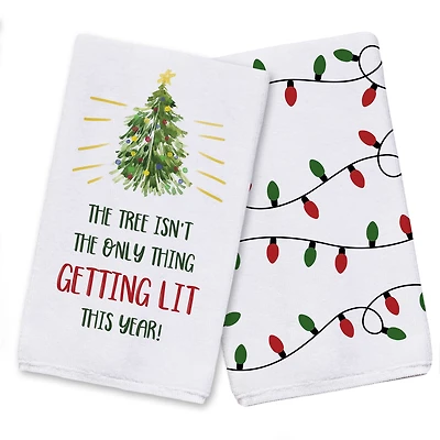 Getting Lit Xmas Tree Tea Towels - Set of 2
